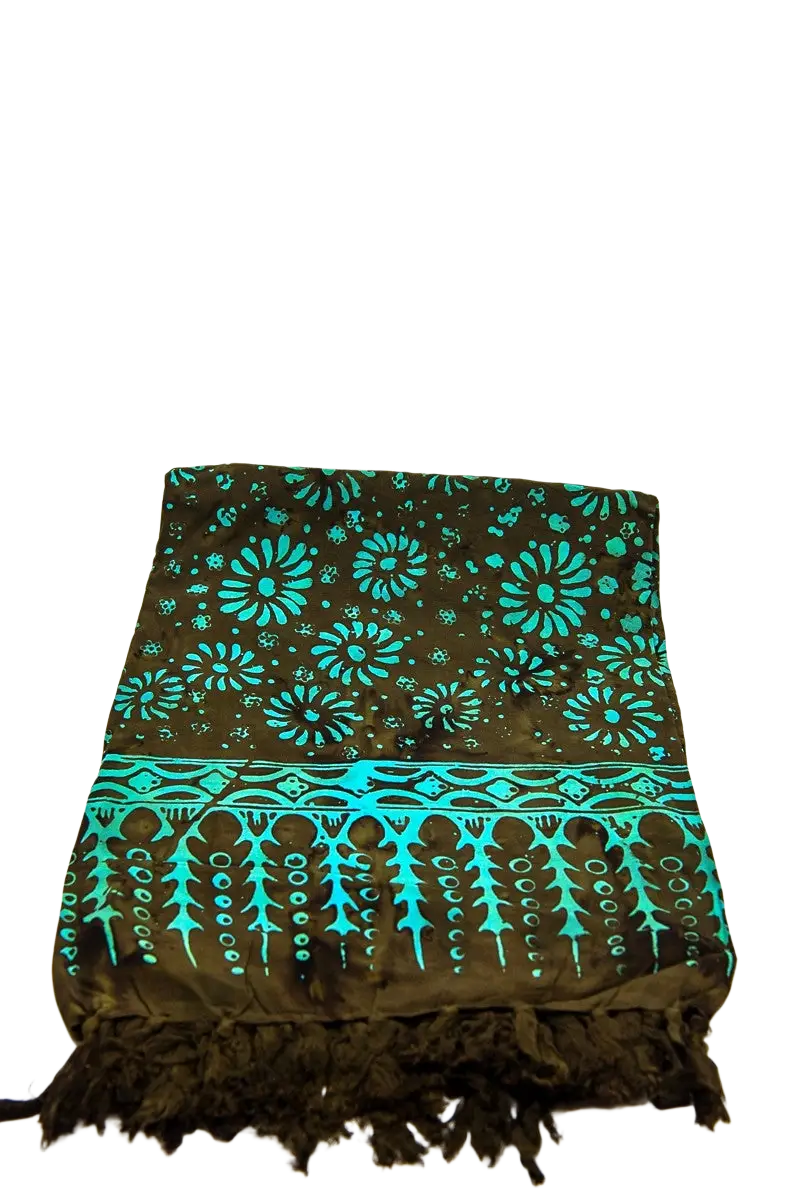 Braunes Batik-Hamamtuch, Lunghi Sarong Pareo Tuch 160 x 115 cm, aus hochwertigem Baumwollstoff von Mana Shop