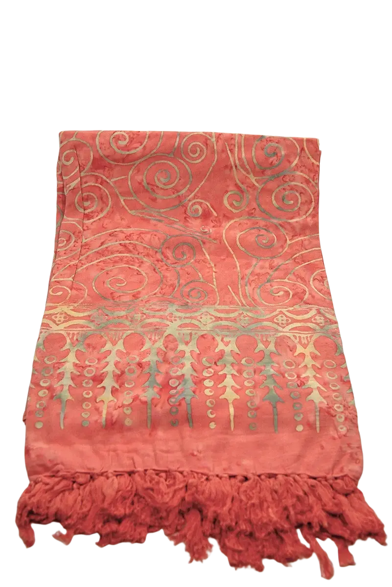 Lunghi Sarong Pareo Tuch 160 x 115 cm aus Mana Shop, buntes Hamamtuch mit Korallenfarben, weich und leicht für Strand und Sauna