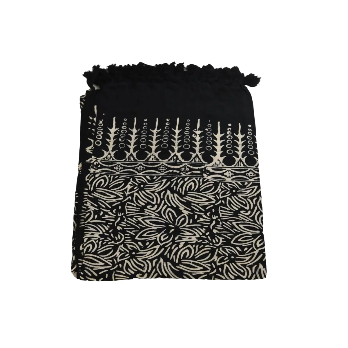 Schwarzes Batik-Hamamtuch Lunghi Sarong Pareo Tuch 160 x 115 cm von Mana Shop, weiches und vielseitiges Strand- und Badetuch