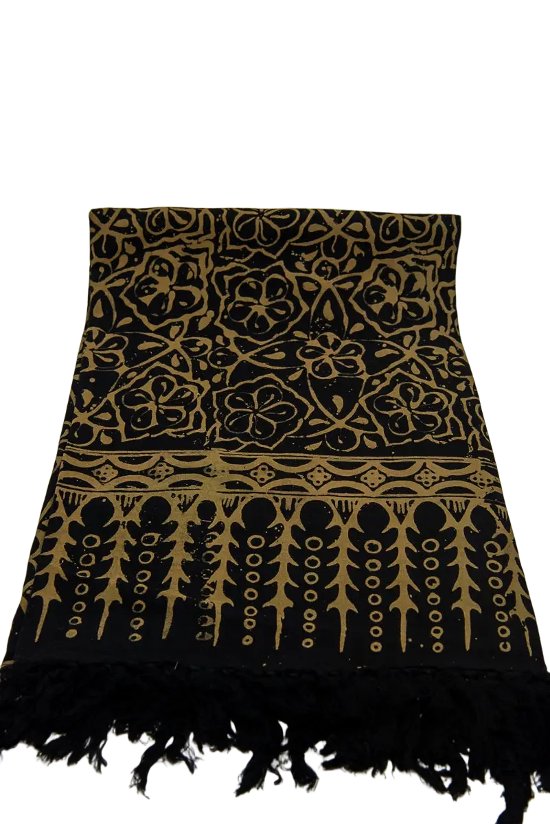 Schwarzes Hamamtuch von Mana Shop, 160 x 115 cm, aus Lunghi Sarong Pareo Tuch, zeigt weiches, bequemes Strandtuch.