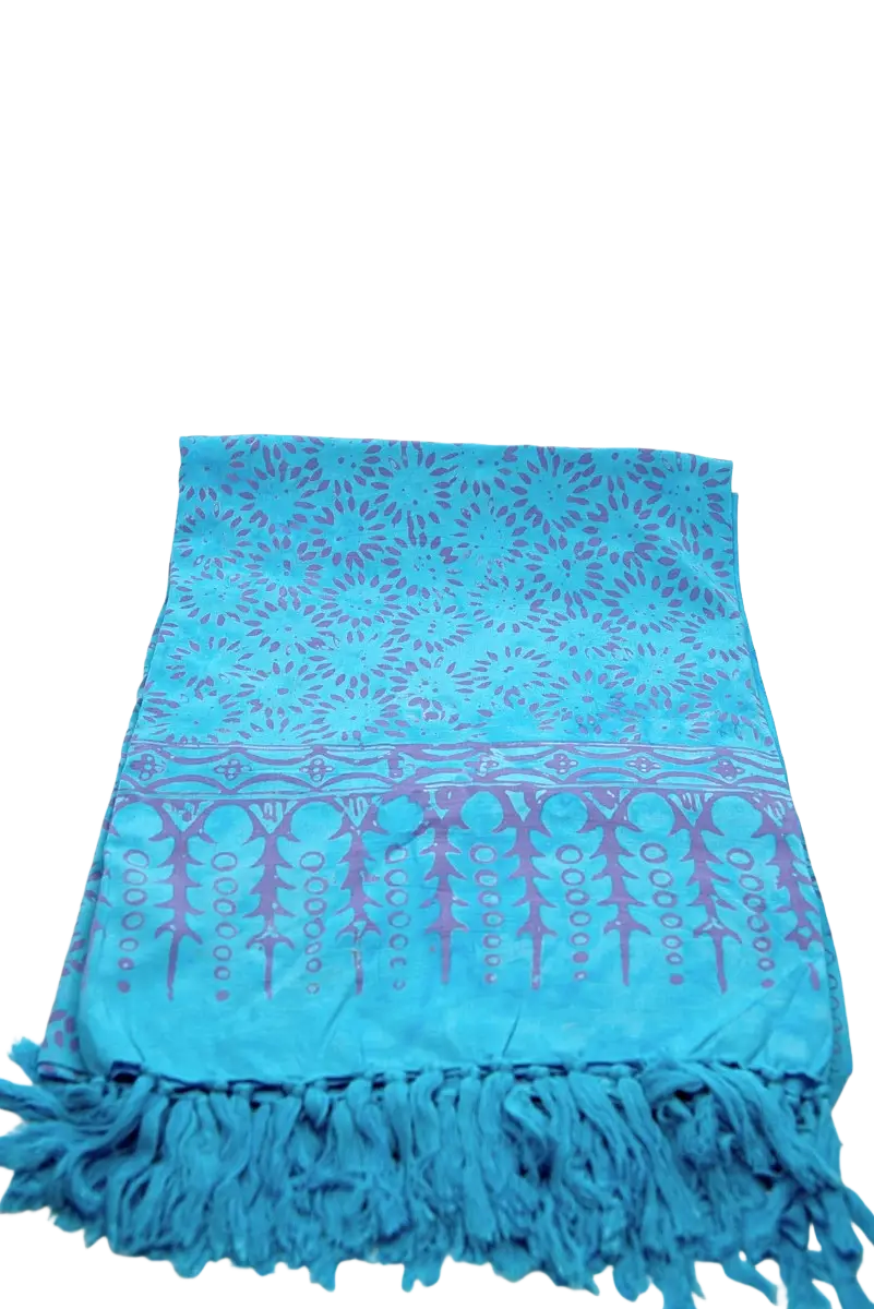 Türkisfarbenes Batik Hamamtuch, Lunghi Sarong Pareo Tuch 160 x 115 cm, von Mana Shop, mit traditionellen Mustern.