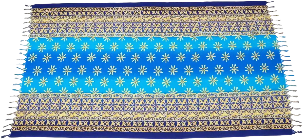 Blaues Lunghi Sarong Tuch im Hamamtuch-Design von Tropechopf, 160x115cm, mit Blumenmuster, weich und vielseitig einsetzbar