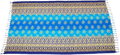 Vibranter blauer lunghi sarong tuch 160x115cm mit goldweißen sternmustern und geometrischem randdesign