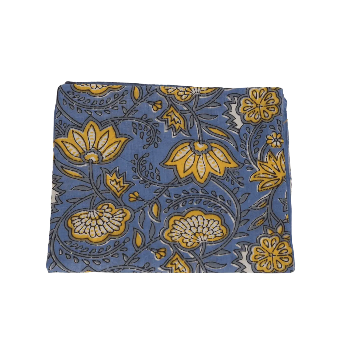 Blaues geblümtes Hamamtuch von Mana Shop, 180cm x 108cm, gefaltet, aus Lungi Sarong Tuch Kollektion