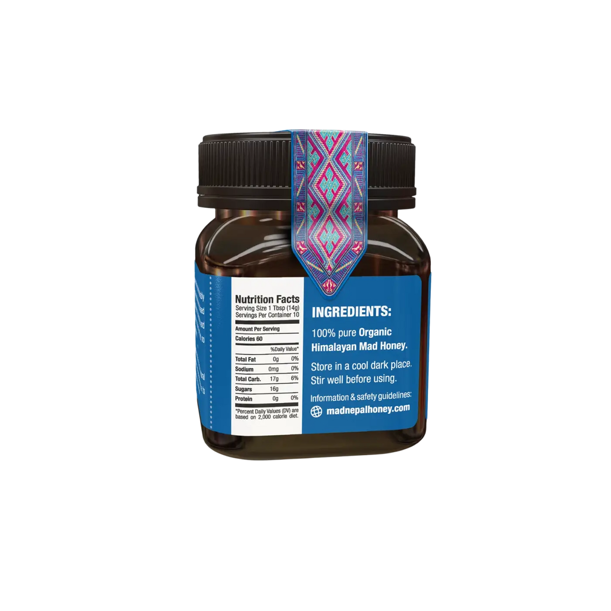Dunkle 150 g Flasche Mad Honey Nepal Nahrungsergänzungsmittel mit Honig aus Nepal, Nahaufnahme