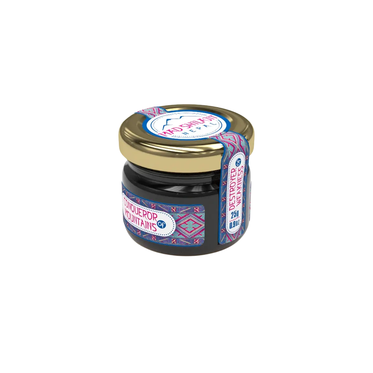 Dunkle Mad Honey Nepal Mad Shilajit 25 g Nahrungsergänzungsmittel, cremige Konsistenz in Glasbehälter sichtbar