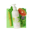 Weiße pumpflasche mademoiselle agathe zertifiziertes bio-schaumgel gegen hautunreinheiten mit minzblatt design mana shop