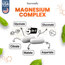 Weiße magnesium 5 in 1 komplex kapseln mit 1000 mg magnesium glycinate, citrate und malate für unterstützung