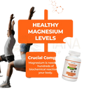 Weiße flasche magnesium 5 in 1 komplex 1000 mg mit magnesium glycinate citrate malate orange grün etikett