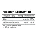 Magnesiumöl spray 200 ml rückseite mit informationen zu magnesiumchloridgehalt und portionierung für volle absorption