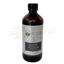 Dunkle bernsteinfarbene glasflasche mit schwarzem schraubverschluss ayurvedisches kräuteröl maha narayana thailam
