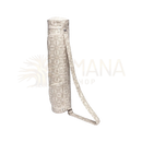 Beige bag cotton madurai yogatasche asana bag mit grauem geometrischem muster und verstellbarem schultergurt aus maharaja collection