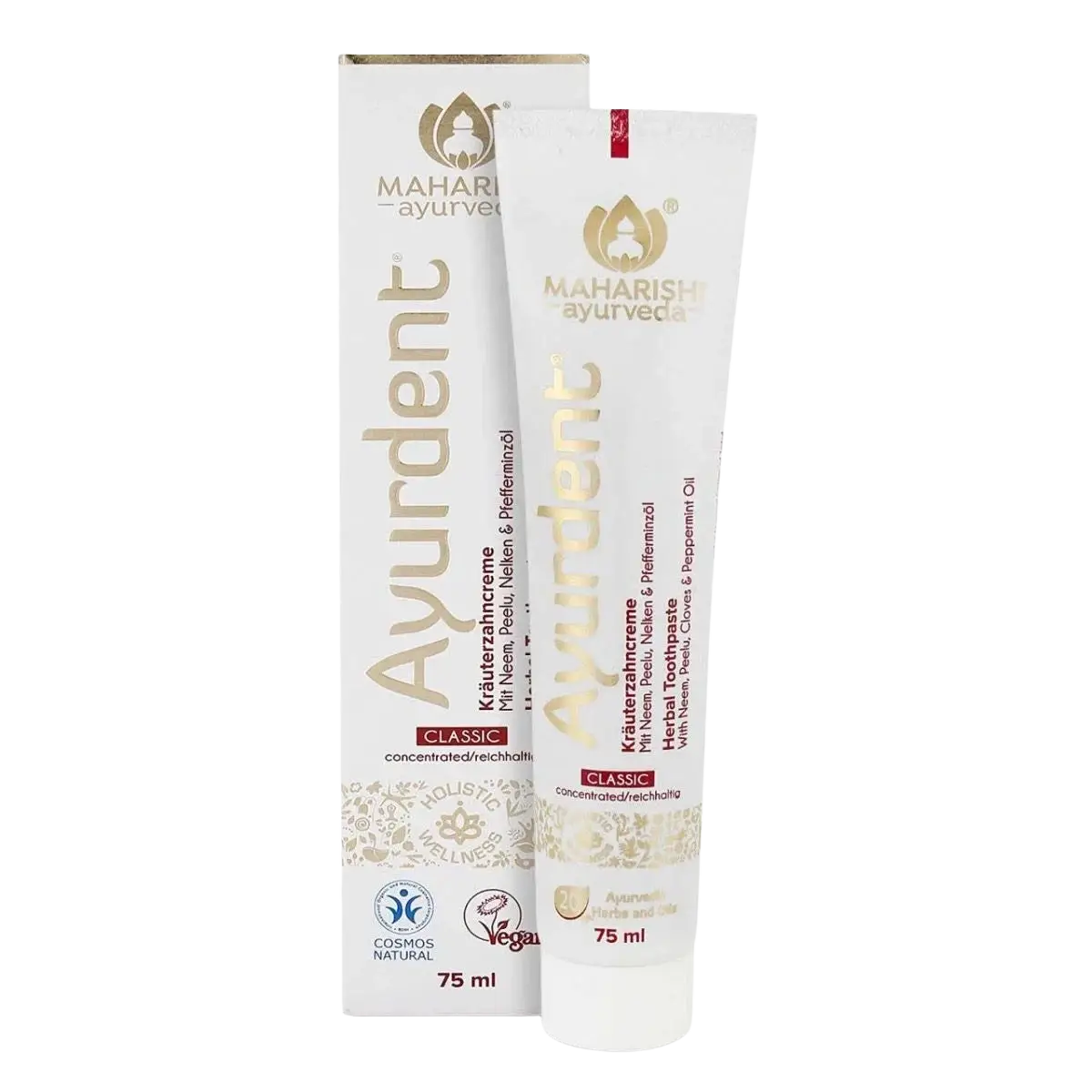 Maharishi Ayurveda Ayurdent Zahncreme Classic mit Triphala und Neem, 75 ml, für natürliche Mundpflege und Zahngesundheit
