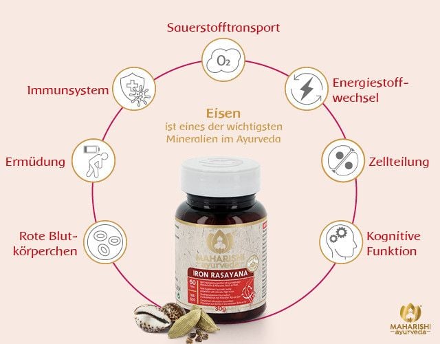 Maharishi Eisen-Rasayana, 60 Stück, ayurvedisches Kombinationspräparat mit Eisen, natürliche Ergänzung für Gesundheit und Wohlbefinden.