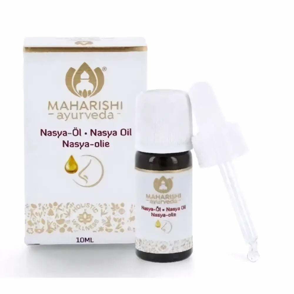 Maharishi Nasya-Öl Nasenöl in 10 ml Flasche, spezielles Ayurveda-Nasenöl für natürliche Pflege, sichtbar in der Flasche