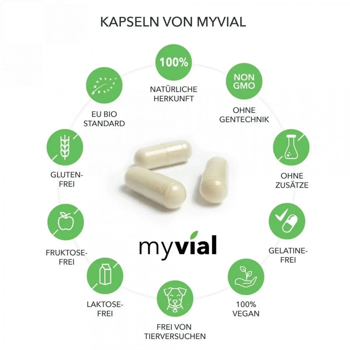 Maitake Vitalpilz aus der traditionellen Verwendung, in 120 Kapseln, von myvial, als Nahrungsergänzungsmittel.