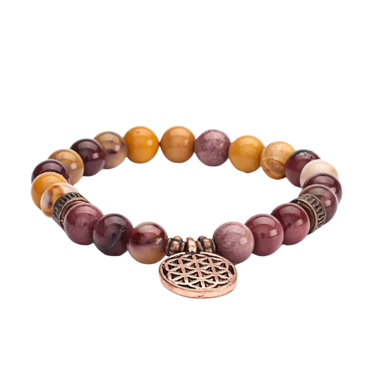 Schmuck-Armband mit Dotterstein und Blume des Lebens Design, Bodynova, Perlenarmband für spirituelle Harmonie