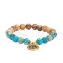 Mala armband mit jaspis und türkis in türkis und erdigen tönen mit goldener lotos charm modeschmuck