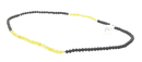 A beaded mala kurz ebenholz citrin necklace from mana shop with dark gray and translucent yellow beads in a continuous strand