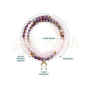 Delikate mala perlenkette mit 8mm rosenquarz perlen und goldfarbenem mondanhänger für spirituelles gleichgewicht