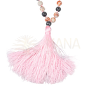 Delikate mala perlenkette mit heilendem labradorit rosenquarz und rosa quast von mana shop