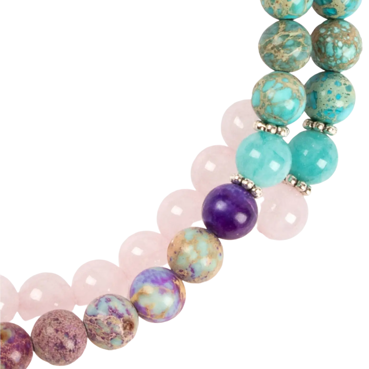 Myga Eco Rebirth Mala Gebetskette aus Perlen, hand- und halsgetragen, elegantes Schmuckstück für Meditation und spirituelle Praxis