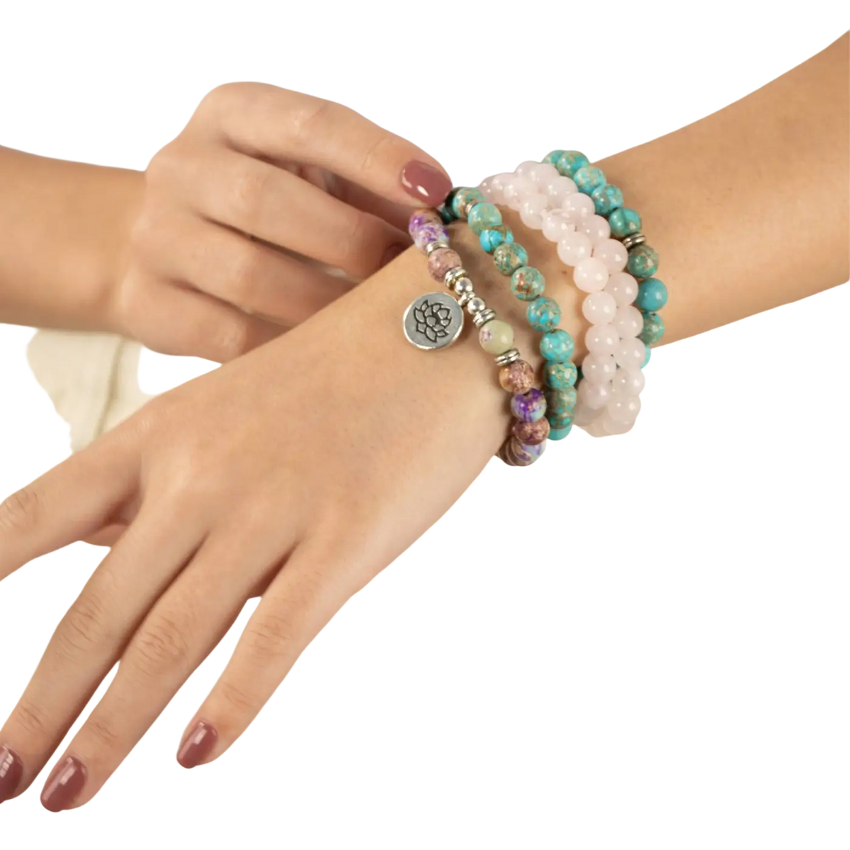 Myga Eco Rebirth Mala Gebetskette aus Perlen für Hand und Hals, eleganter Schmuck mit spirituellem Design