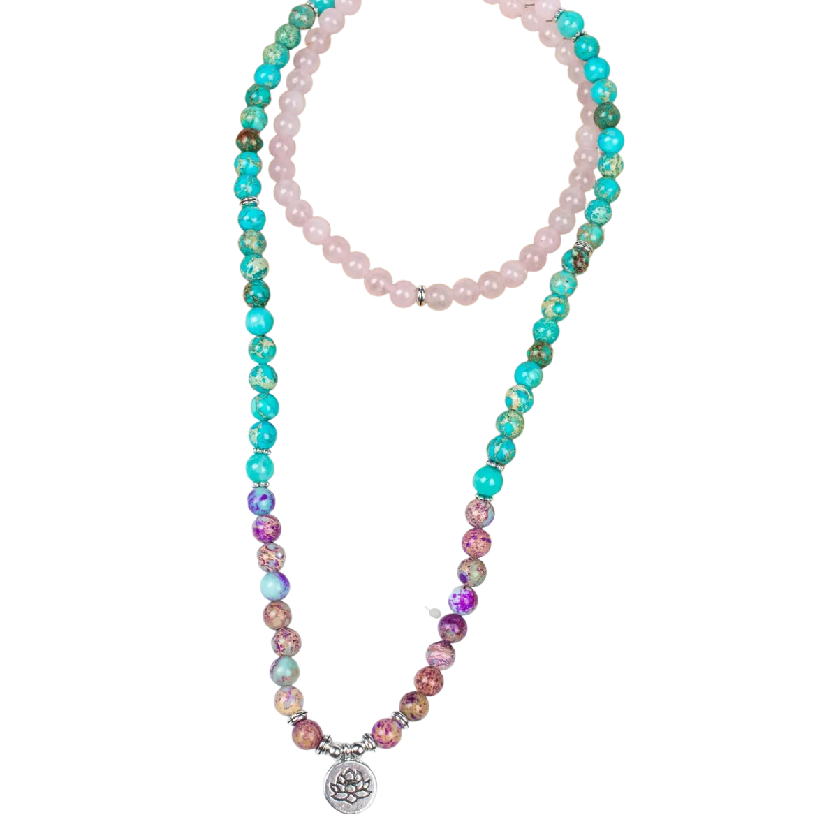 Türkisfarbene Mala Perlenkette von Myga Eco, Gebetskette für Hand und Hals, aus nachhaltigem Schmuckmaterial.