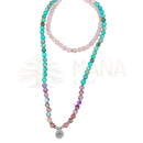 Turquoise und pinke rebirth mala perlenkette mit silbernem lotus anhänger aus natürlichen kristallen für hand und hals