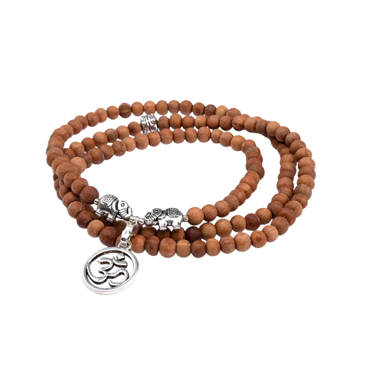 Braunes Wickel-Armband aus Sandelholz, Modeschmuck von Bodynova, mit Mala-Design und natürlicher Holzoptik.