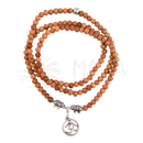 Mala wickel-armband aus sandelholz mit dreifach gewickeltem design silbernen elefantenanhängern und om-motiv