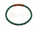 Malachit Armband mit 4 mm Rudraksha-Perlen von GangaPrem, handgefertigtes Schmuckstück mit natürlichen Steinen.