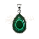 Malachit silberanhänger teardrop-förmig grün mit silberfarbener fassung handgefertigt 2cm x 1,5cm