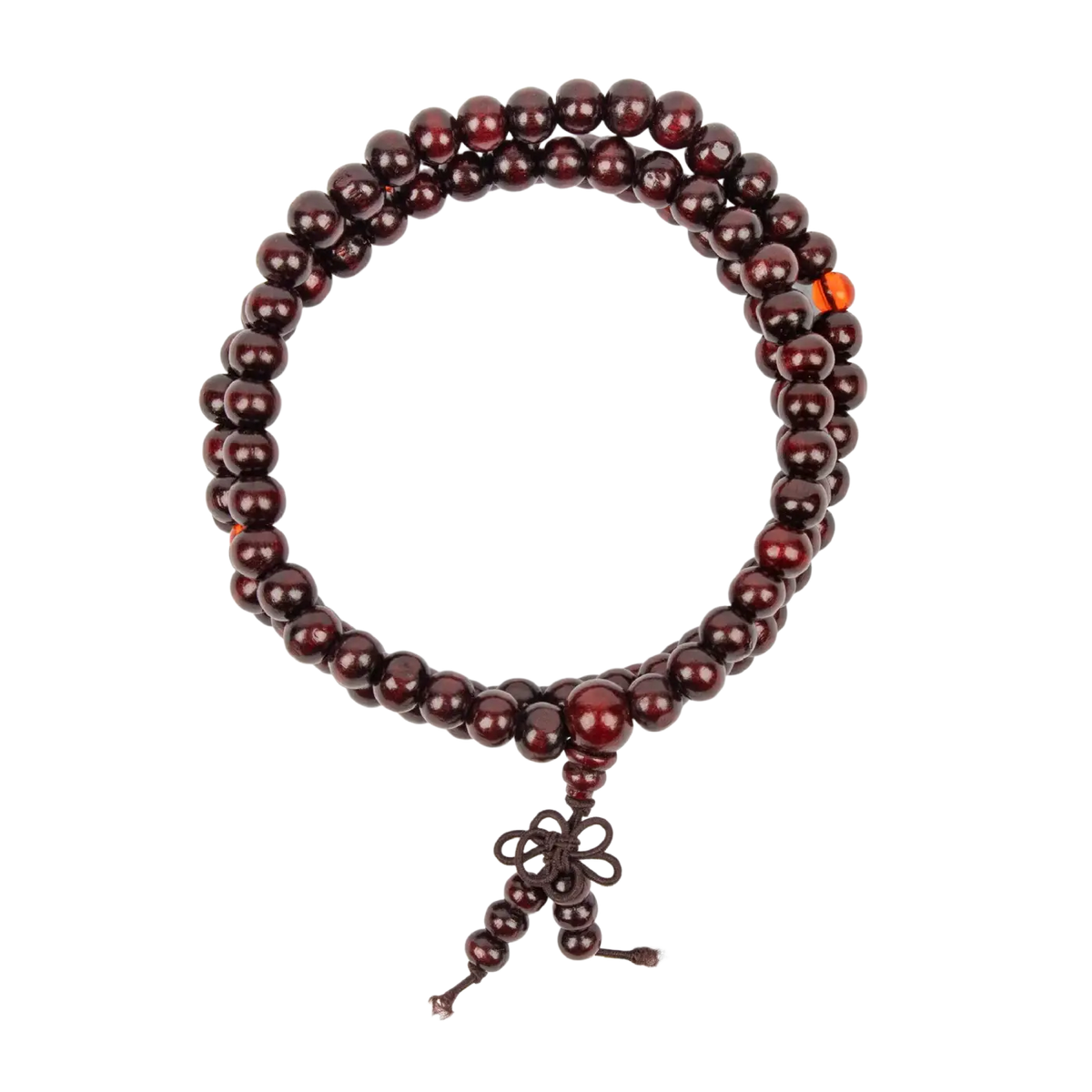 Dunkelrote Mallah Meditations-Perle Mala Gebetskette aus Schmuck von Myga Eco, mit Perlen und Gebetsketten-Design.