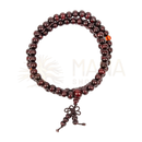 Dunkelrotes holzperlen armband mit einer orangefarbenen akzentperle und knoten kordel charme mallah meditations-perle mala gebetskette