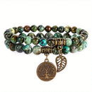 Doppelarmband aus Vintage-Steinperlen mit türkisen afrikanischen Perlen, handgefertigtes Armband-Set von Mana Shop