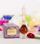 Patchouli Noir Duftöl in 5 ml mundgeblasener Glasflasche von Song of India, aromatisches ätherisches Öl für Duft und Wellness