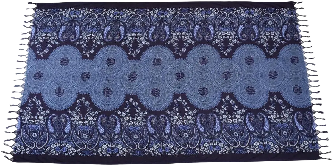 Großes blauer Mandala Paisley Hamamtuch, Lungi Sarong, Tropechopf, 190x115cm, weich und leicht, für Strand und Wellness