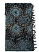 Schwarzes Mandala-Lunghi Hamamtuch von Mana Shop, 160x115cm, aus weichem, leichtem Baumwollstoff, ideal für Strand und Sauna