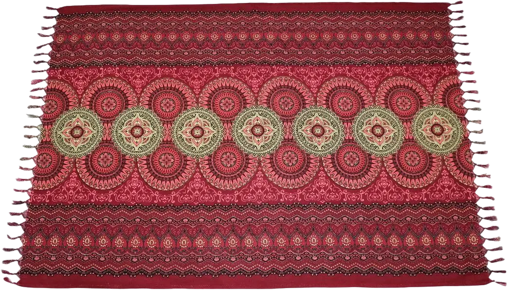 Buntes Mandala Sun Rot Hamamtuch aus Baumwolle, 160x115cm, mit Sonnenmuster, ideal als Pareo oder Strandtuch.