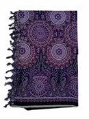 Violettes Mandala-Hamamtuch Luna Kendra, 160x115cm, aus weichem Lunghi Sarong Tuch für Strand und Sauna