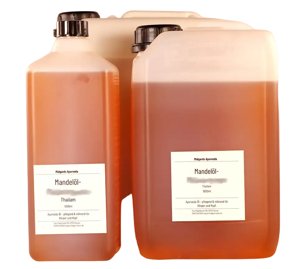 Dhanwantaram Mandelöl von Midgard Kalari, ayurvedisches Massageöl für Pflege, Regeneration und Nervensystem, 1 Liter