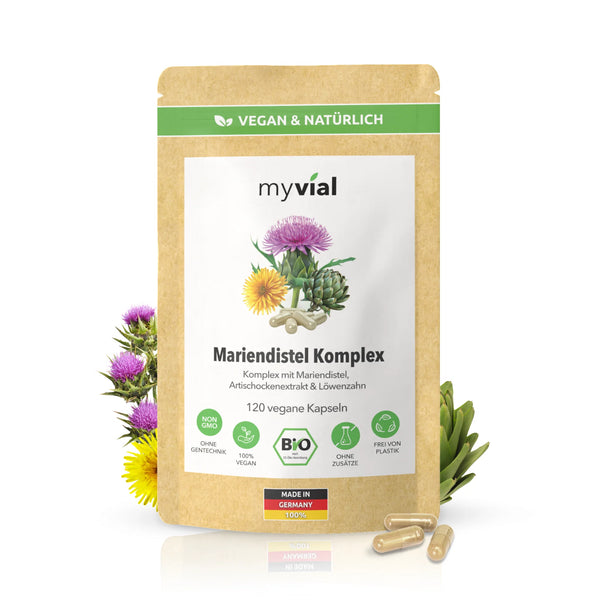 Bio Mariendistel Leber Komplex 120 Kapseln - Gesund für die Leber - Vegan
