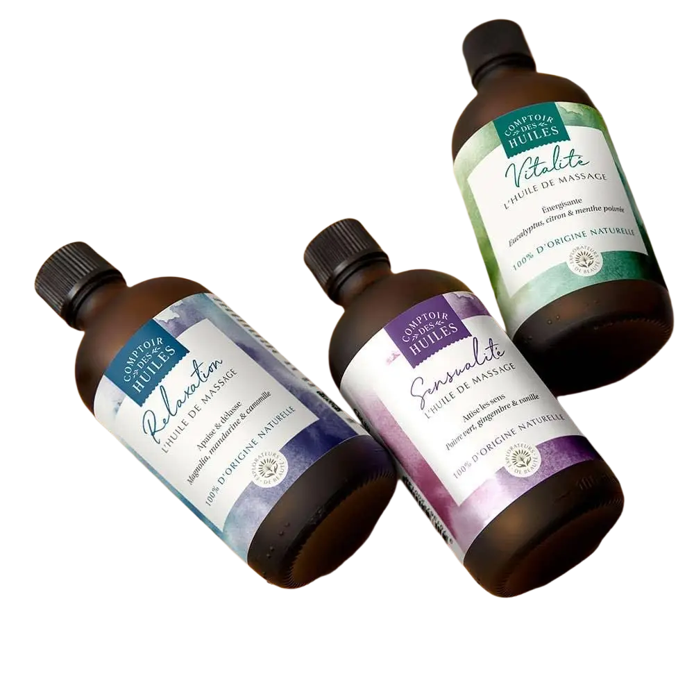 Bio Entspannungsmassageöl von Comptoir des Hules, 100 ml, natürliches Massageöl für Entspannung und Wohlbefinden.