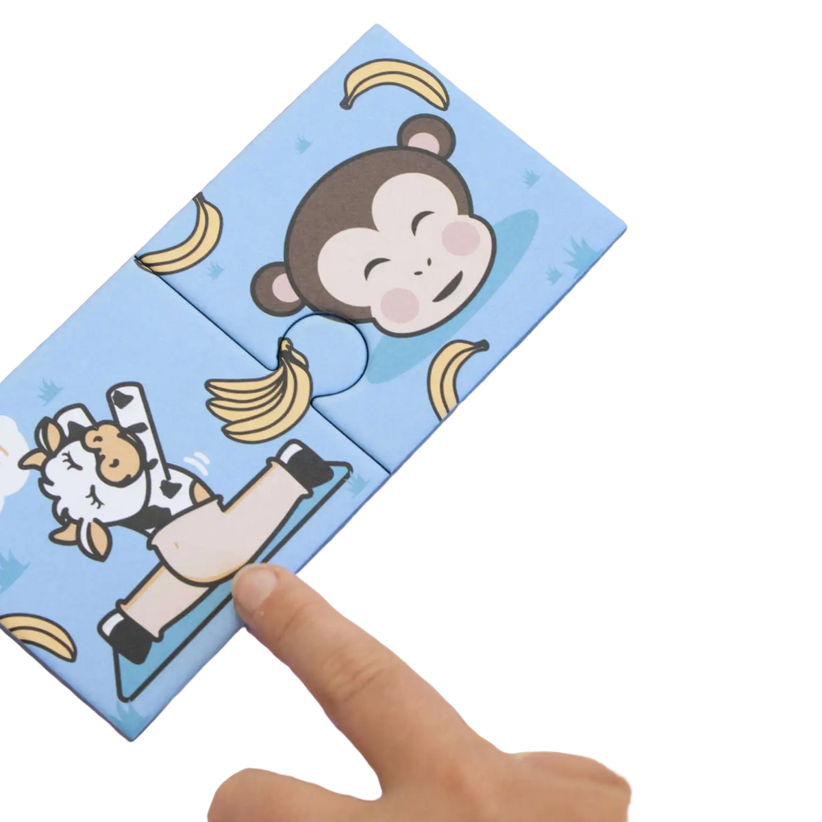 Myga Eco Match & Pose Zweiteilige Puzzlespielkarten für Kinder, blauer Spielkartensatz, fördert logisches Denken und Spaß.