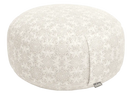 Cremefarbenes meditationskissen maharaja mit grauem mandalamuster aus weichem stoff für tiefe entspannung bei mana shop