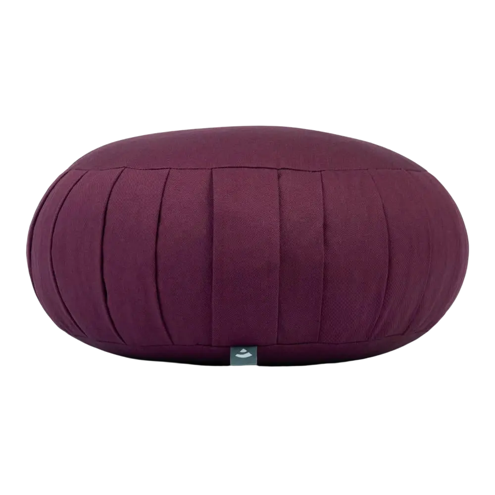 Meditationskissen ZAFU ECO Dinkel in Aubergine von Bodynova, oval geformt, weiches Meditationskissen aus nachhaltigem Material