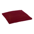 Eine tiefrote rechteckige meditation mat zabuton eco mit glattem stoff und sauberen nähten von bodynova