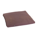 Ein rechteckiges bodynova zabuton eco meditation mat zabuton in mauve mit sauber genähten kanten und markenetikett