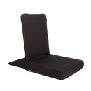 Schwarzer Meditationsstuhl Backjack XL von Bodynova für Yoga, faltbar und bequem auf schwarzem Stoff, ideal für Meditation und Entspannung.